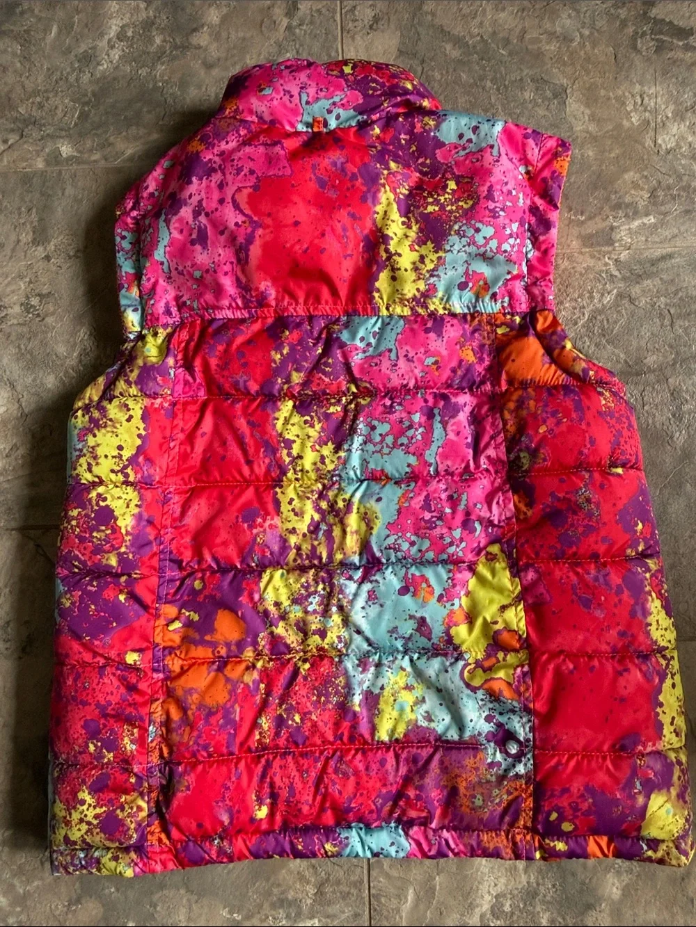 Nike Reversible Girls Neon Multi-Color Splatter Puffer Vest